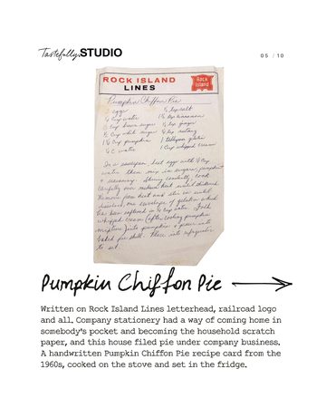 Pumpkin Chiffon Pie written on railroad letterhead